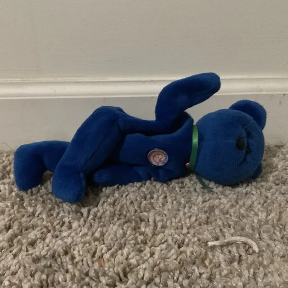 Blue small Beanie Babies teddy bear - Picture 9 of 17